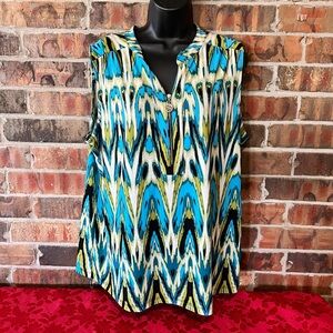 Anne Klein Sport Blue Abstract Sleeveless Top Women’s Size: XL